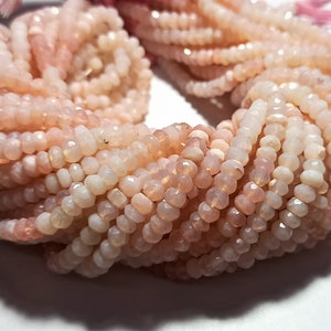 AAA Pink Opal Faceted Roundelle Beads: 5-5.5mm, 12.5 Inch Strand