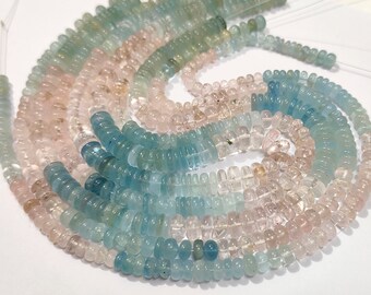 14 inch strand,Aquamarine Smooth Rondelle Gemstone beads shape,Smooth Rondelle beads,gemstone Rondelle beads shape