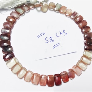 Faceted Andesine Labradorite Beads: 8-Inch Strand, 5.5x9-6x10mm