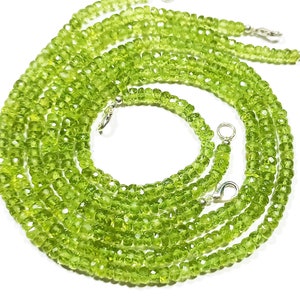Green Peridot Rondelle Beads: Faceted Gemstone Necklace Strand, 5mm