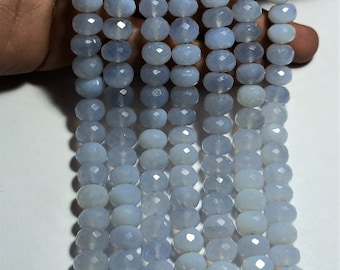 Perles à facettes en calcédoine naturelle, 10 mm, brin 9 pouces