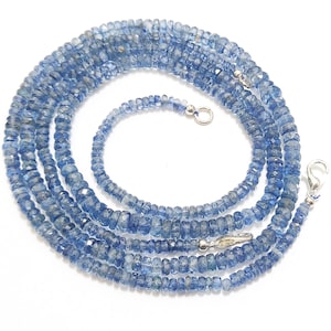 Faceted Kyanite Rondelle Bead Necklace - 16 Inch Strand