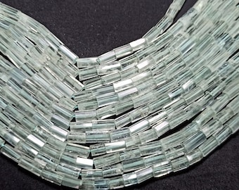 100% Natural aqwamarine Gemstones Faceted Tube Shape Beads, Size Variation Super Finest Quality 16 Inches Strand