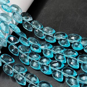 Sky Topaz Hydro Quartz Pear Beads: Faceted Briolette Strand, 8 Inch
