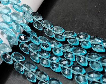 Sky Topaz Hydro Quartz Pear Beads: Faceted Briolette Strand, 8 Inch