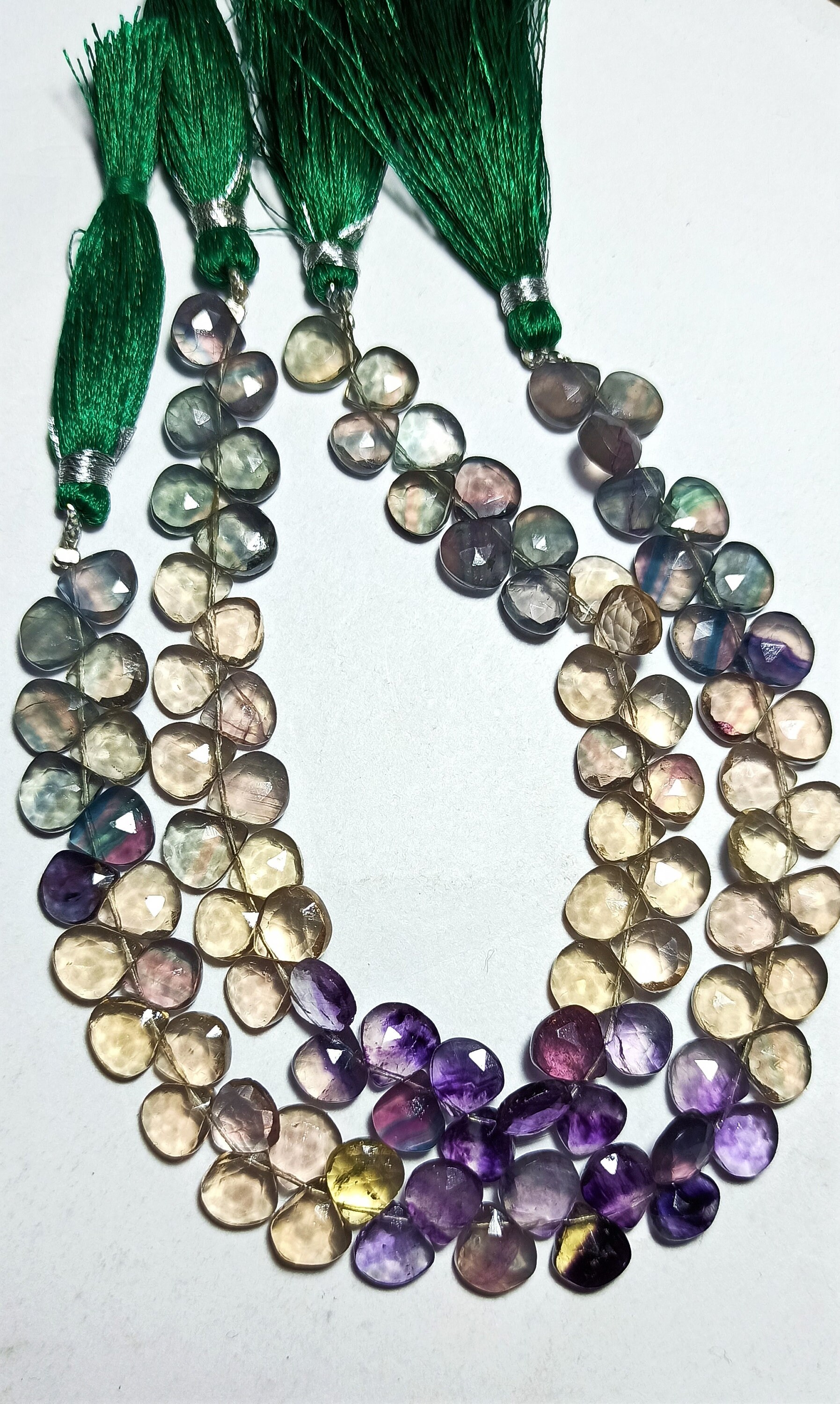 専用✳︎フローライト　ファセットハート他　合計4点 動画】【1点もの】宝石質カラーチェンジフローライト ルース