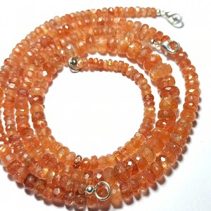 Faceted Sunstone Rondelle Beads: AAA Quality, 16 Inch Strand
