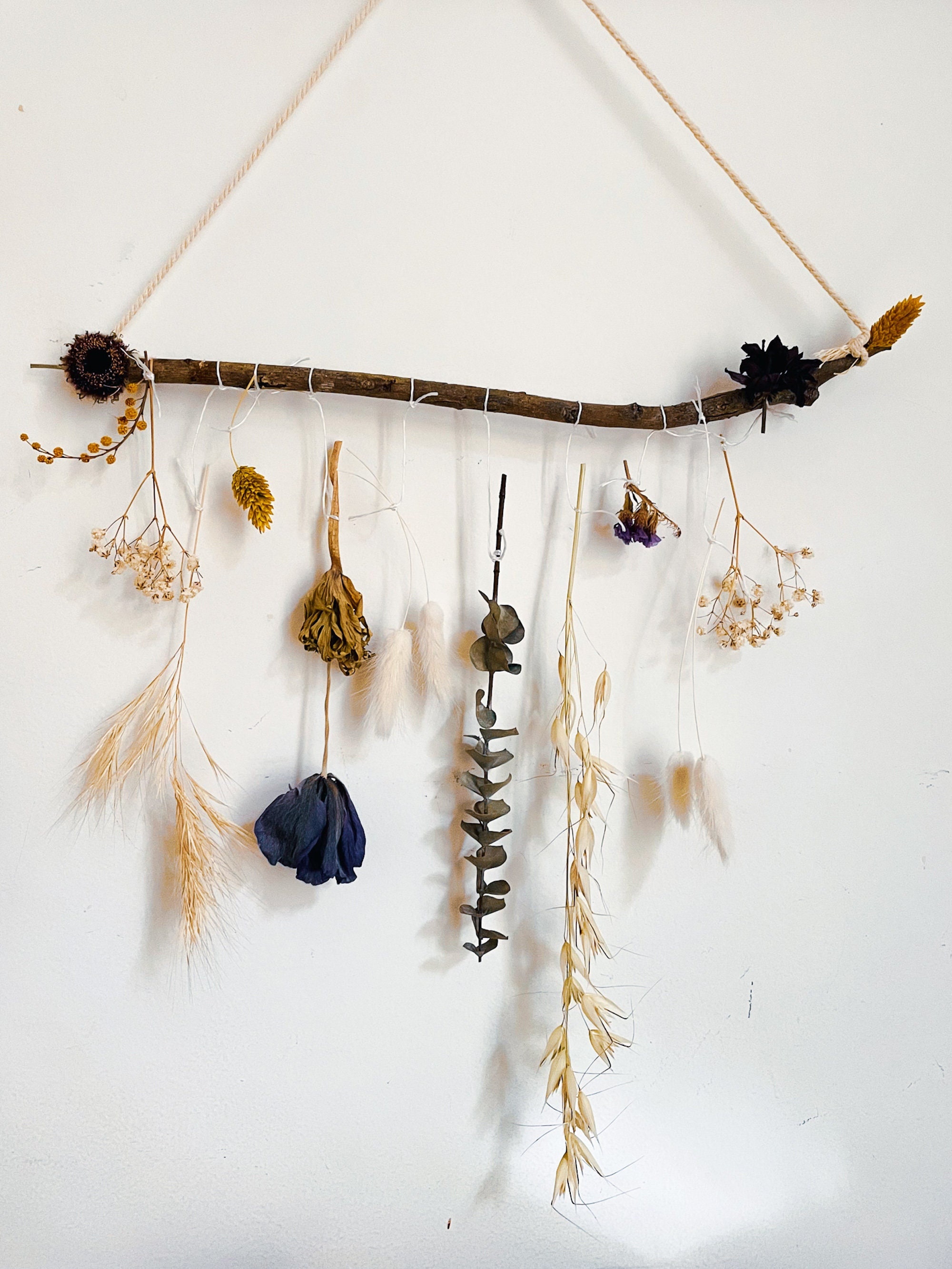 Décoration Murale Naturelle de Fleurs Séchées Au Style Bohème, Éco-Responsable et Issue L'upcycling