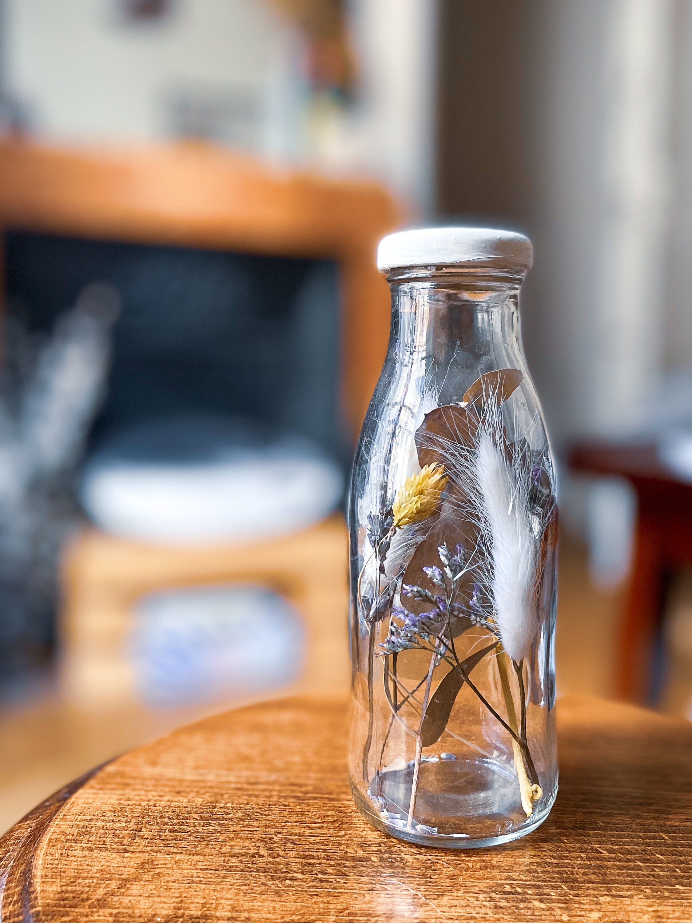 Bouteille de Fleurs Séchées Décorative et Éco-Responsable