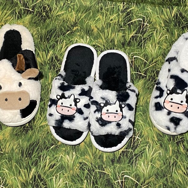 Cow Print Slippers for Women Etsy