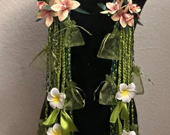 Orchids and Plumerias Graduation Lei with Sachet bags