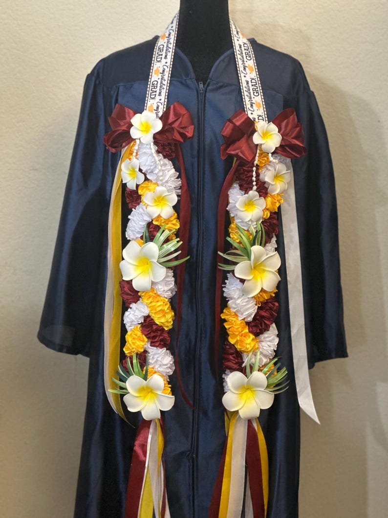 TRIPLE Ribbon Plumeria Graduation Lei - Etsy