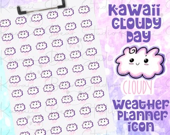 Full Sheet Cloudy Weather Icon Planner Stickers