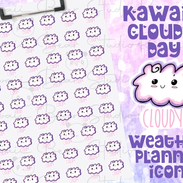 Full Sheet Cloudy Weather Icon Planner Stickers