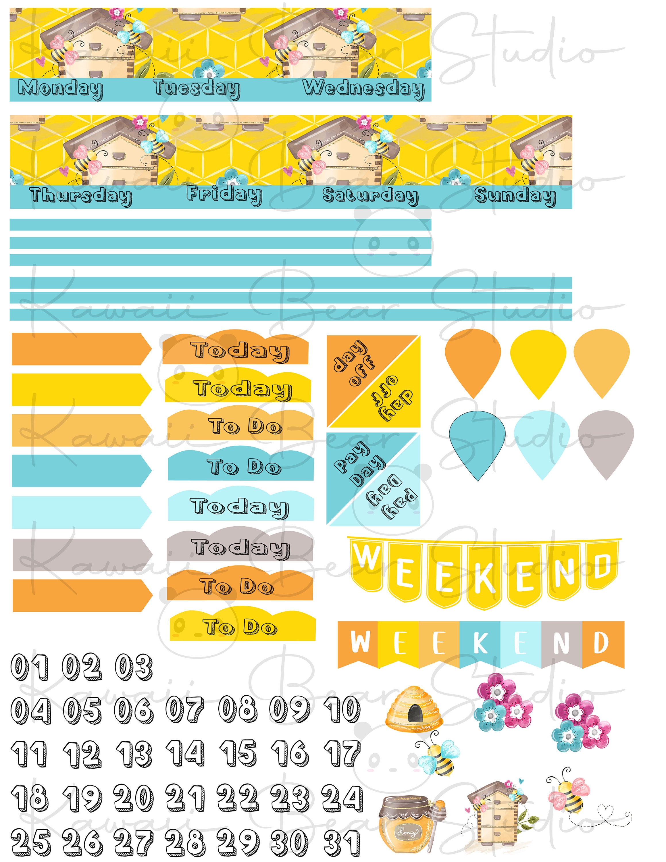 Honey Bee Spring Printable Weekly Kit for Classic Happy Planner - Etsy
