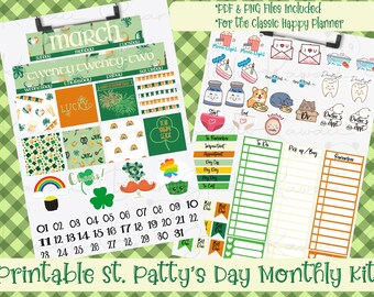 Saint Patty's Day Printable Monthly Kit for March Classic Happy Planners