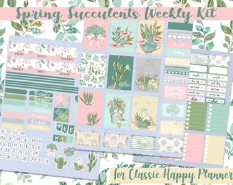 Printable Spring Succulents Weekly Kit for the Classic Happy Planner