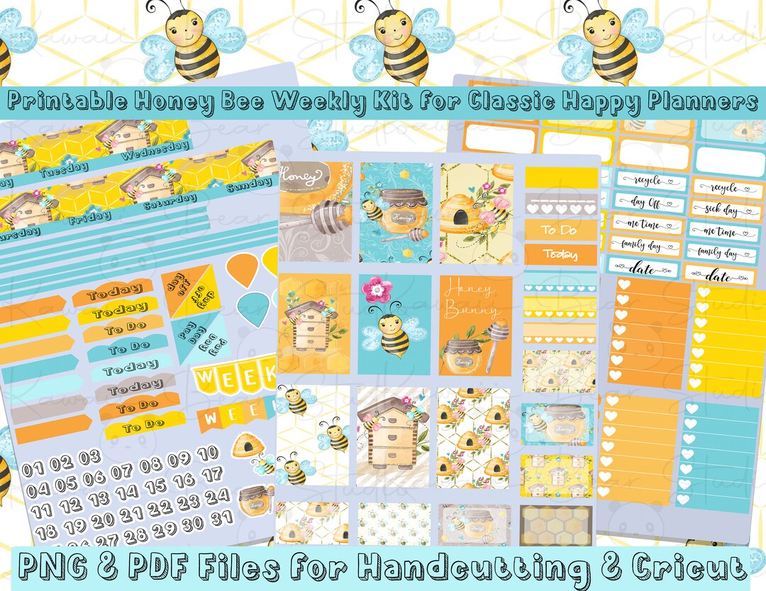 Honey Bee Spring Printable Weekly Kit for Classic Happy Planner - Etsy