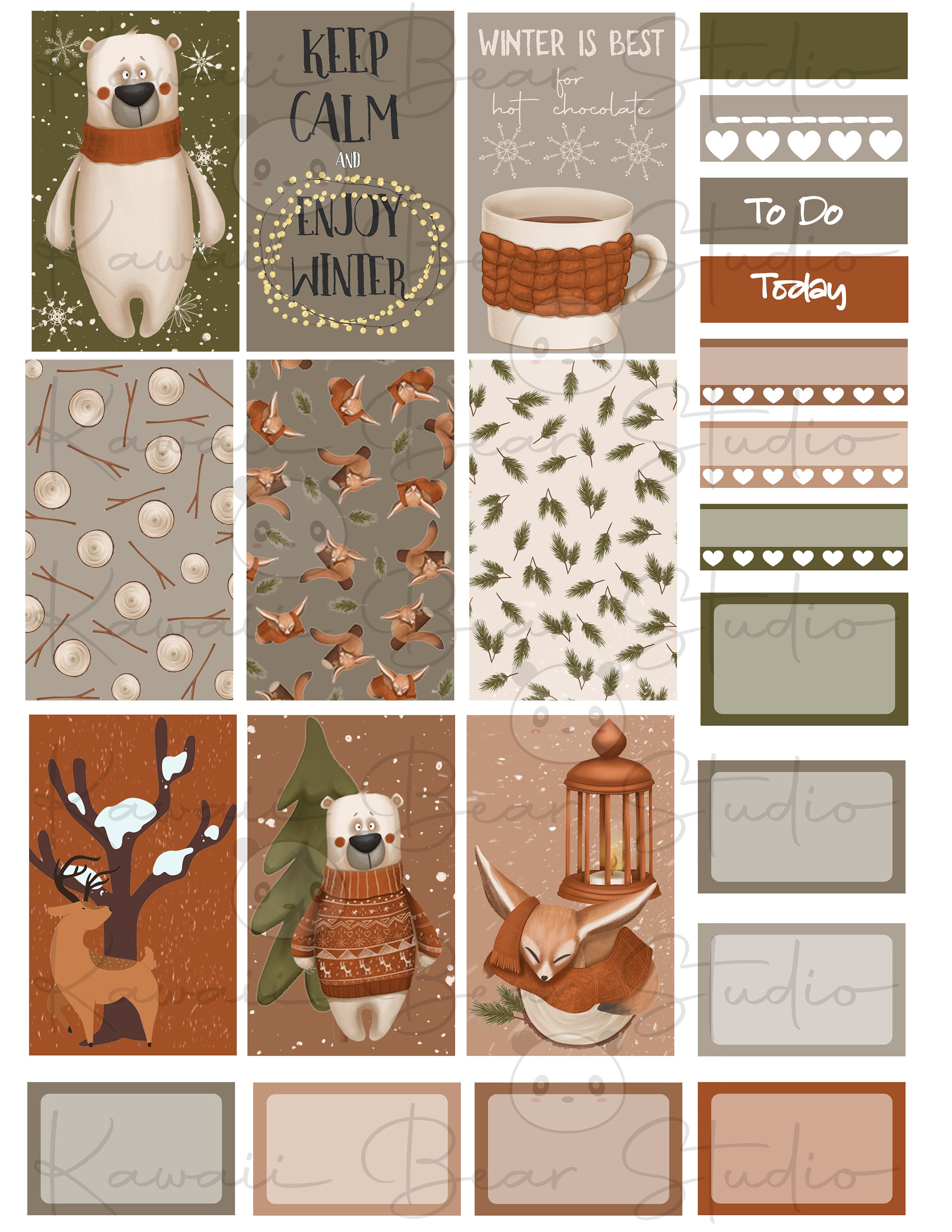 Printable Winter Woodland Animals Weekly Kit for Classic Happy Planner ...