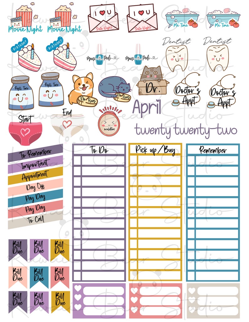 Printable Spring Easter Bunnies April Monthly Kit for Classic - Etsy