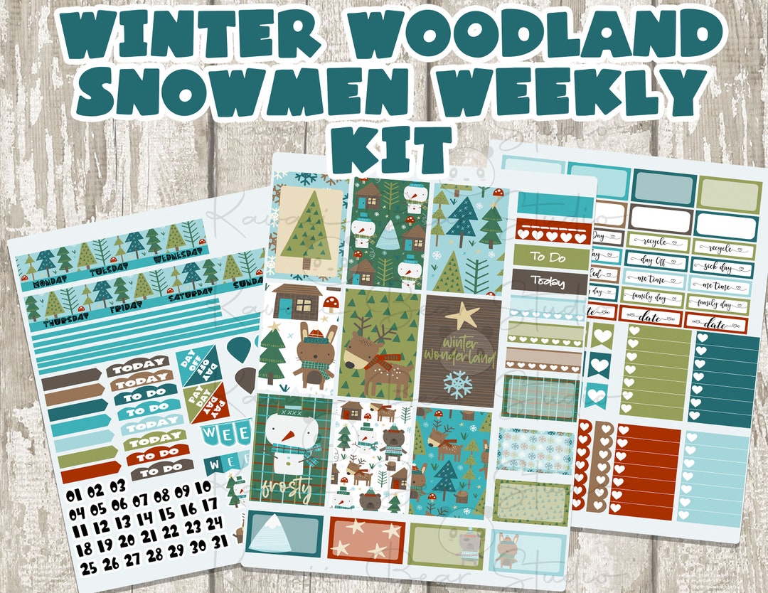 Printable Winter Woodland Snowmen Weekly Kit for Classic Happy Planner ...