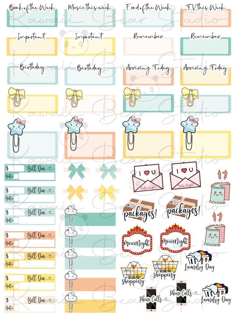 Printable Spring Panda Weekly Kit for Classic Happy Planner - Etsy