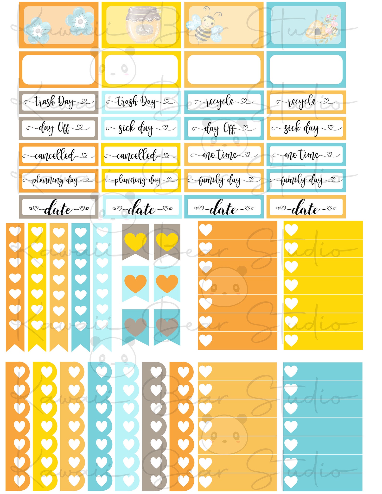 Honey Bee Spring Printable Weekly Kit for Classic Happy Planner - Etsy