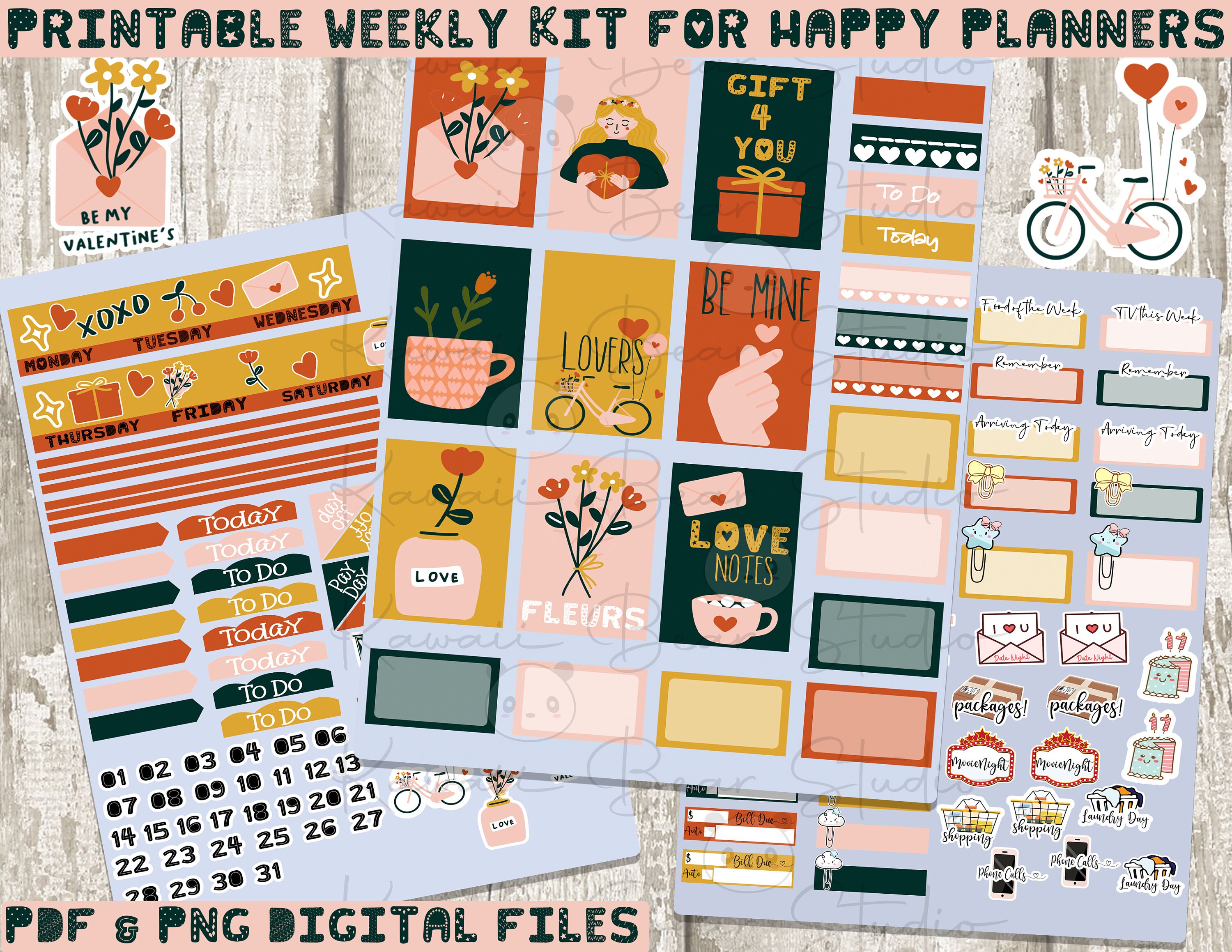 Printable Scandinavian Valentine Weekly Kit for Classic Happy Planner ...