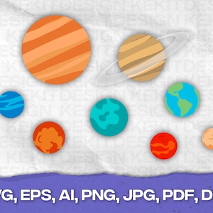Solar System Planets pack Bundle SVG, PDF, AI et plus téléchargement numérique instantané D27