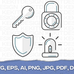 Security icons bundle SVG, EPS, PNG and more instant digital download. D9