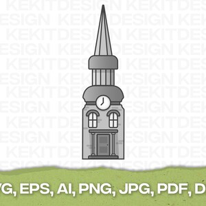 Church city house SVG, EPS, PNG and more instant digital download. D18