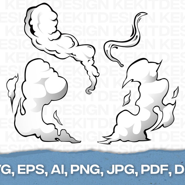 Smoke Clouds Pack Paket SVG, PDF, KI und mehr direkter digitaler Download