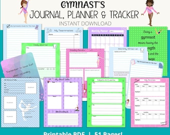 Gymnastics Journal/Tracker, Gymnastics Planner, Gymnastics Scorebook, Printable Gymnastics Journal, Full and Half Size, Gymnast&#39;s Planner