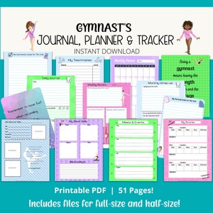 Gymnastiek Journal/Tracker, Gymnastiek Planner, Gymnastiek Scoreboek, Afdrukbaar Gymnastiek Journal, Volledige en halve grootte, Gymnast's Planner