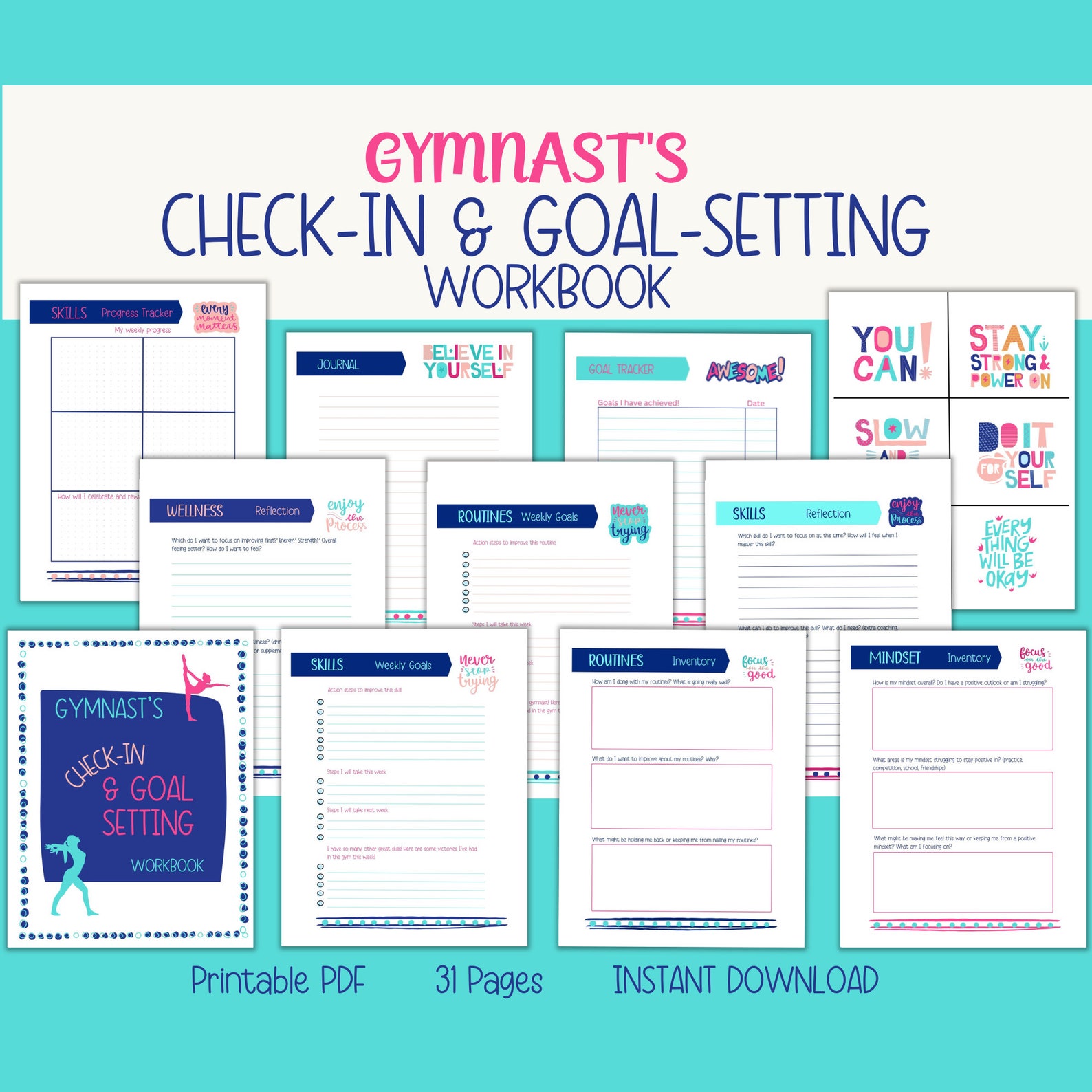 Gymnast's Check-in and Goal-setting Workbook, Gymnastics Goal Tracker ...
