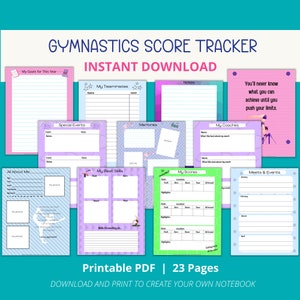 Gymnastics Score Tracker, Printable Gymnastics Tracker, Gymnastics Tracker, Gymnastics Printable, Gymnastics Planner