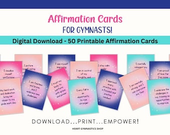 Affirmation Cards for Gymnasts, Gymnastics Printable, Gymnastics Affirmations, Positive Mindset for Gymnasts, Affirmation Cards, Gymnastics