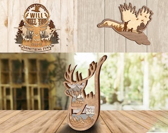 LaserCutiny Multi-layer Hunting Bundle 3 Designs - Glowforge svg files - Digital Files