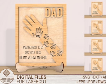 Personalization Father's Day Sign Laser Cut SVG, Father's Day Shelf Sign File, Fathers Laser Cut , Laser Father's Day Cut File, Glowforge