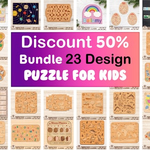 Bundel Puzzel Laser Cut File, Number Match Svg, Dxf, Kids laser svg, Kinderen puzzel bestand, diy craft kits, Glowforge, Digitale Download