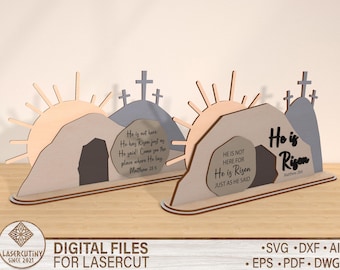 He is risen Laser SVG, Empty Tomb Stand svg, Easter stand svg, Easter laser, Christian, easter gift, Easter svg, Easter Cut File, laser cut
