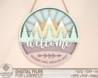 Hello Football Season Sign lasercut, Round door hanger svg, Glowforge laser file, Cricut, Football game sign, Sports welcome cut file