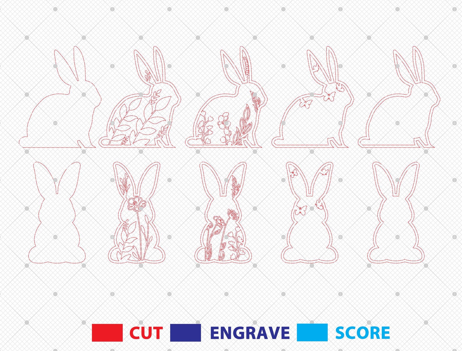 Easter Laser Cut Files Bunny SVG Layered Bundle, Floral Rabbit ...