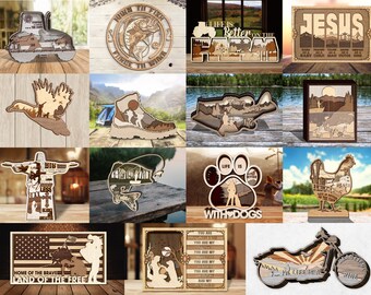 LaserCutiny Multi-layer Glowforge Bundle 15 Designs - Mega Bundle 1 - Glowforge Digital Files