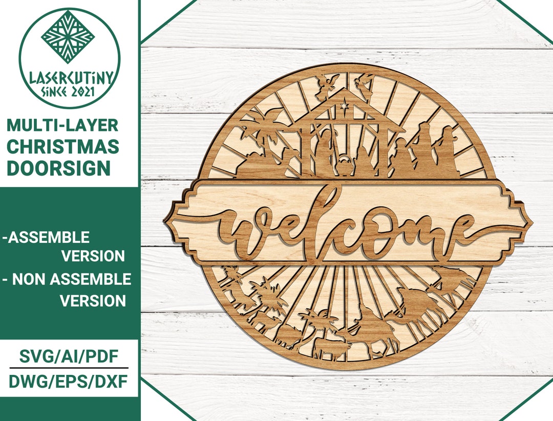 Nativity Sign SVG, Christmas Scene Svg, Christmas Door Sign SVG, Merry