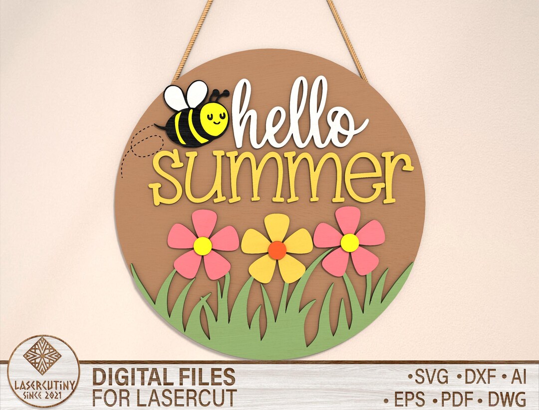 Daisy Hello Summer Door Hanger Svg ,summer Welcome Sign Svg , Daisy Svg ...