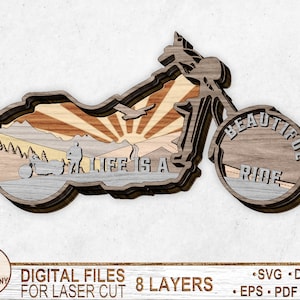 8 Layered Motor Landscape Art Decor, Biker Motor Scene Art, Glowforge  files, Motor SVG, Pdf, Ai, dxf, eps, DWG - Multilayer