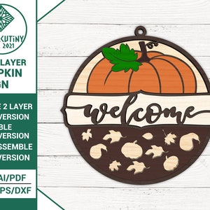 多層組み立て式および非組み立て式パンプキン サイン - レーザー カット ファイル - Glowforge svg ファイル