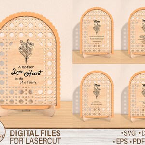 Archivo cortado con láser Regalo del Día de la Madre SVG Glowforge Regalo del Día de la Madre Descarga digital Flores grabadas para mamá Regalo para mamá