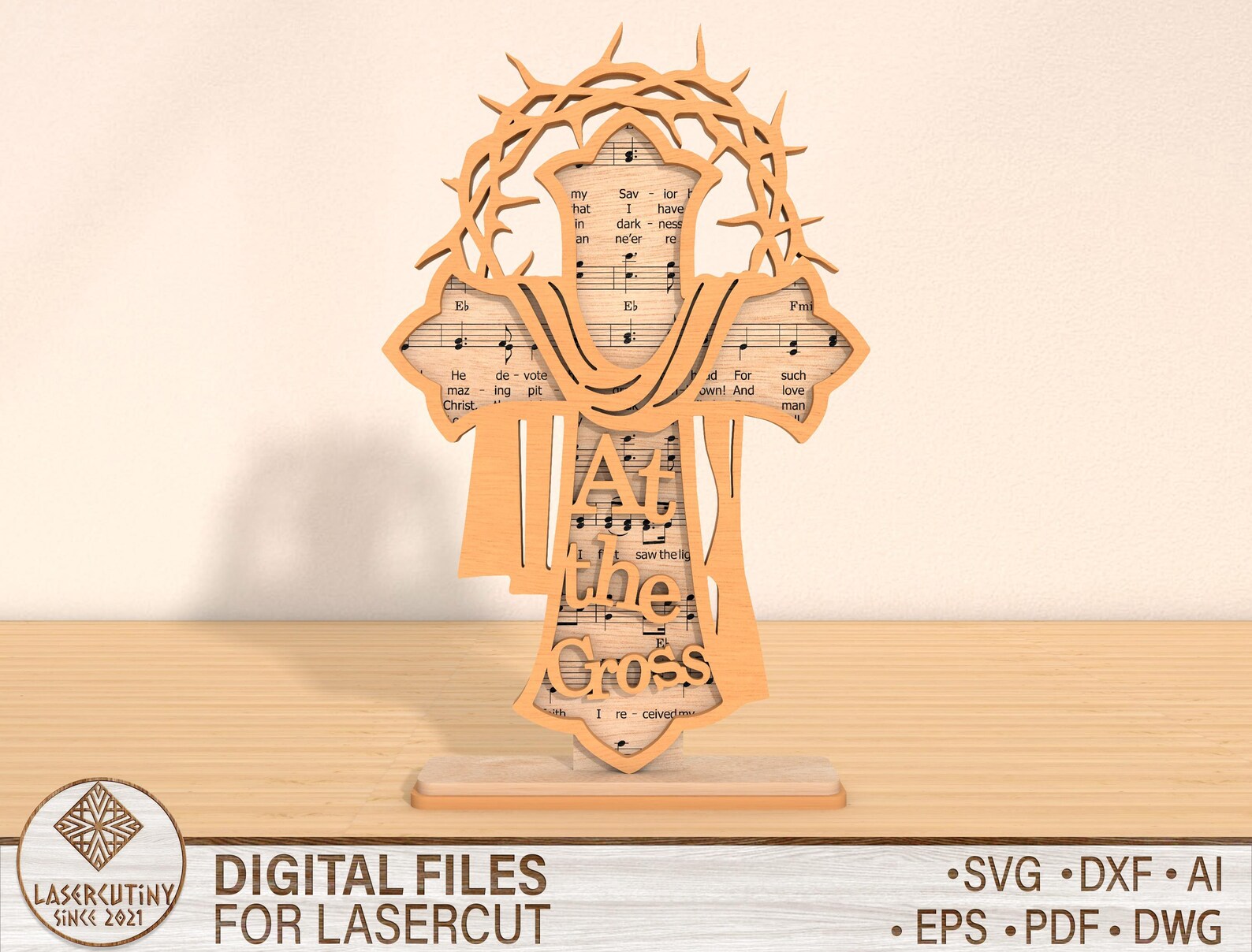Easter Rugged Cross Mutilayer Easter the Old Rugged Cross Standing Svg, Faith Svg Lasercut ...